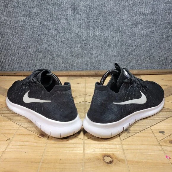 Nike Free RN Flyknit Running Sneakers Shoes Mens 11.5 Black White 880843 001 - Picture 7 of 12